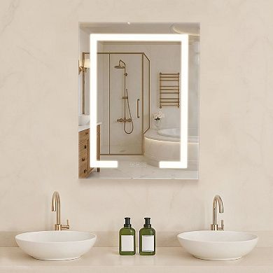 Silver LED Bathroom Mirror Cabinet 20x26 in with Anti-Fog Adjustable Shelves and Built-In Socket