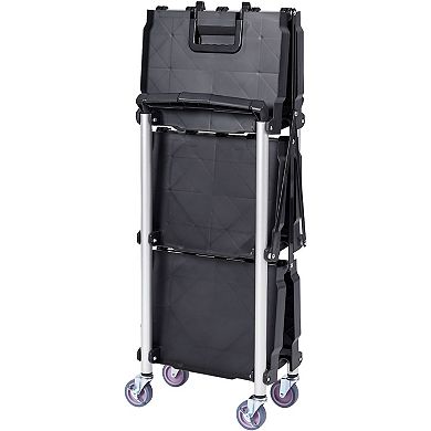 Folding Rolling Utility Cart for Home, Office, or Warehouse Black