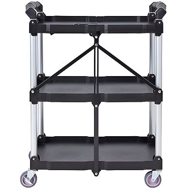 Folding Rolling Utility Cart for Home, Office, or Warehouse Black