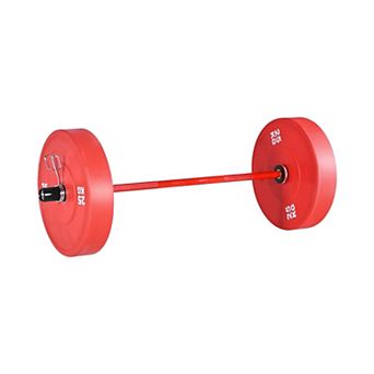 4-Foot Weightlifting Barbell, Ceramic-Coated Steel Bar with Smooth Rotating Sleeves - Black and Red