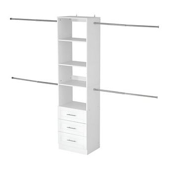 Closet Storage Organizer with Drawers and 11 Shelves for Bedroom or Laundry - White