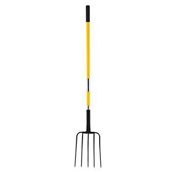 Garden Spading Fork with Fiberglass Handle for Compost, Mulch, and Yard Work - Black