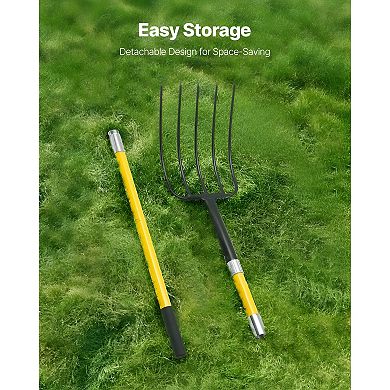 Garden Spading Fork with Fiberglass Handle for Compost, Mulch, and Yard Work - Black