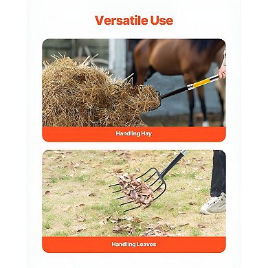 Garden Spading Fork with Fiberglass Handle for Compost, Mulch, and Yard Work - Black