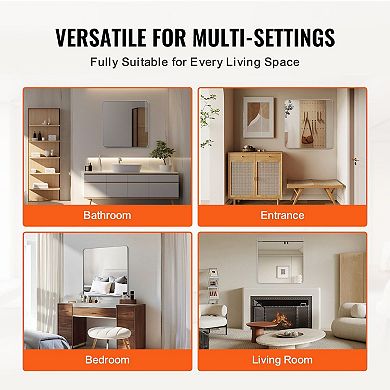 36 x 36-inch Wall Mirror Square Design with Silver Frame for Bathroom or Hallway