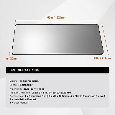 Full Length Vertical Wall Mirror 28 x 60 inch Rectangular Black Frame for Bedroom or Bathroom