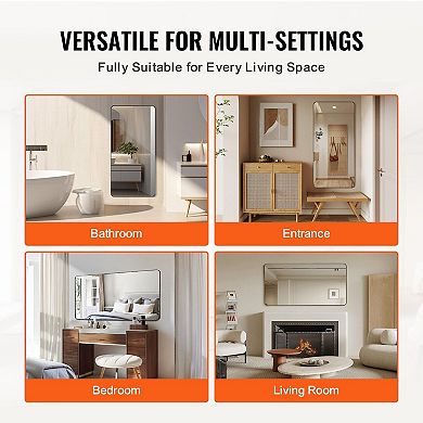 Full Length Vertical Wall Mirror 28 x 60 inch Rectangular Black Frame for Bedroom or Bathroom