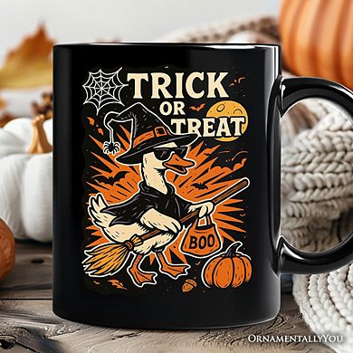 Trick or Treat Goose Mug, Vintage Halloween Witch Gift
