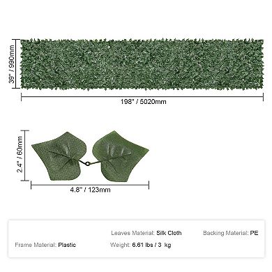 Artificial Ivy Fence Panel 39 x 198 Inches Lifelike Silk Leaves for Privacy and Decor - Green
