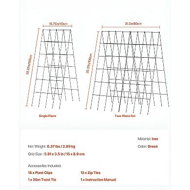 Foldable Metal Cucumber Trellis for Raised Beds and Garden Rows