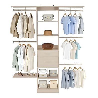 Closet Organizer with 17 Sections and Drawers for Bedroom or Laundry Room - Grey
