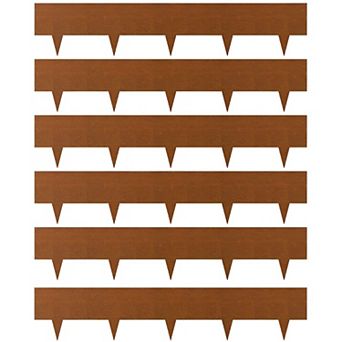 Weathering Steel Garden Edging Rust Finish 6 Panels with Spikes and Clips for Yard Borders
