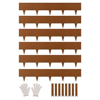 Weathering Steel Garden Edging Rust Finish 6 Panels with Spikes and Clips for Yard Borders