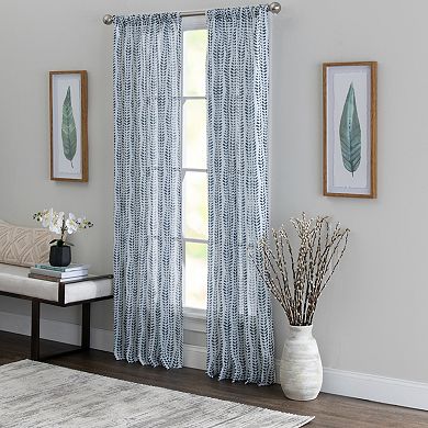 NATCO Light-Filtering Printed Vine Rod Pocketed Single Window Curtain Panel