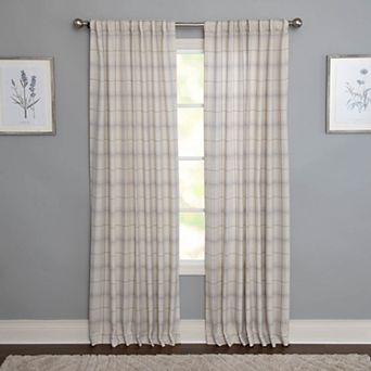NATCO Light-Filtering Plaid Rod Pocketed Single Window Curtain Panel