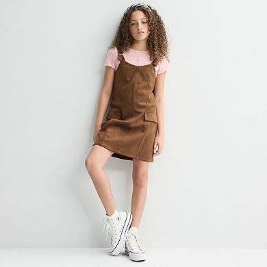 Girls 7-16 Speechless 2-Piece Tee & Faux Suede Jumper Set