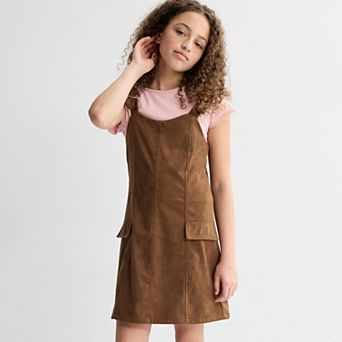 Girls 7-16 Speechless 2 pc Tee & Faux Suede Jumper Set