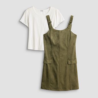 Girls 7-16 Speechless 2 pc Tee & Faux Suede Jumper Set