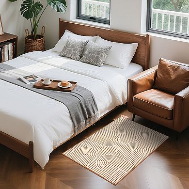 Modern Area Rug Machine Washable Stain Resistant Low Pile Pet Friendly Floor for Living Room