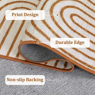 Modern Area Rug Machine Washable Stain Resistant Low Pile Pet Friendly Floor for Living Room