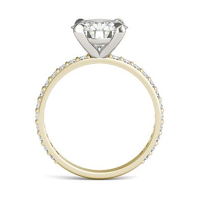 Charles & Colvard 10k Gold Two Tone Lab-Created Moissanite Solitaire Ring