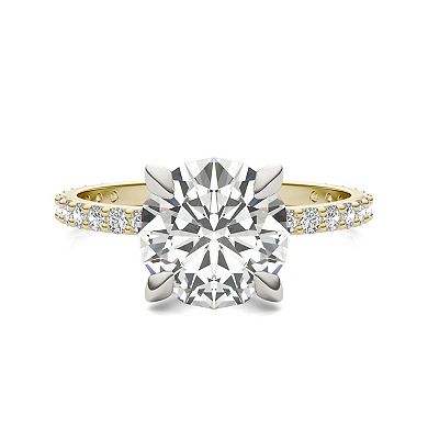 Charles & Colvard 10k Gold Two Tone Lab-Created Moissanite Solitaire Ring