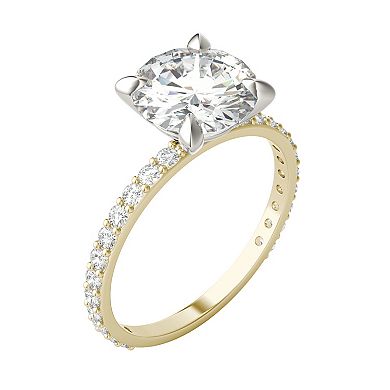 Charles & Colvard 10k Gold Two Tone Lab-Created Moissanite Solitaire Ring