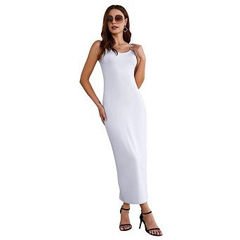 Women's Full Slip V Neck Sleeveless Adjustable Spaghetti Cami Maxi Dress Long Nightgowns Sleepwear