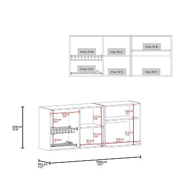 Hasselt Wall Cabinet, Double Door, Glass Cabinet, Rack