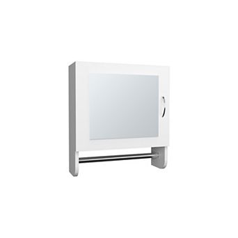 Botiq 19.7" H X 17.7" W Mirror Medicine Cabinet With Towel Rack White, One Door.