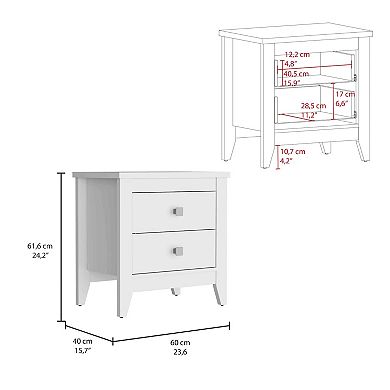 Amara 24" Tall, Two Drawer Nightstand