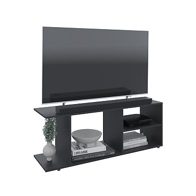 Goodwood Minimalistic Tv Stand For 65-Inch Tv With 5 Open Shelves