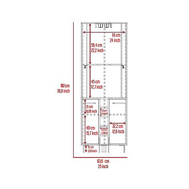 Hans Corner Bar Cabinet, Two Shelves, Five Built-In Wine Rack