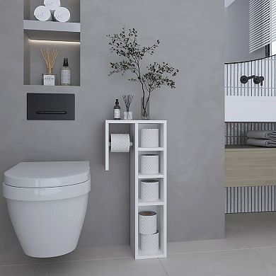 Lodi Freestanding Toilet Paper Cabinet With Slim Vertical Design And Storage Compartment