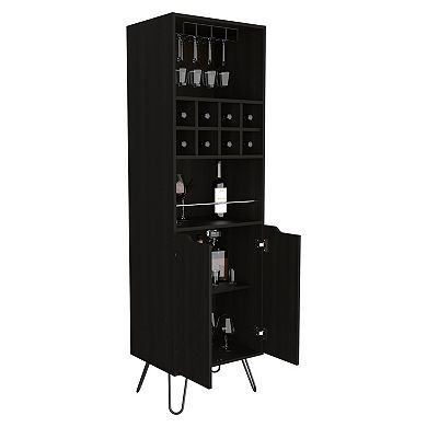 Manhattan L Bar Cabinet, Eight Built-In Wine Rack, Two Cabinets With Single Door