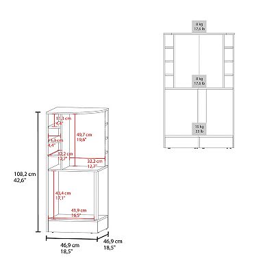 Jakes 42" Tall Corner Bar Cabinet With Eight Wine Bottle Cubbies And Double Door Cabinet.