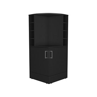 Jakes 42" Tall Corner Bar Cabinet With Eight Wine Bottle Cubbies And Double Door Cabinet.