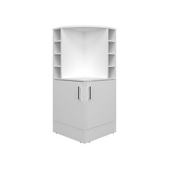 Jakes 42" Tall Corner Bar Cabinet With Eight Wine Bottle Cubbies And Double Door Cabinet.