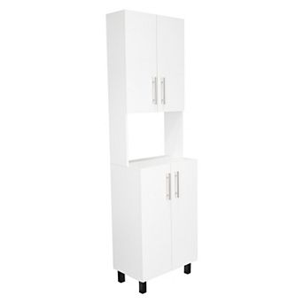 Linden 76,8" Tall Two Double Door Cabinet Kitchen Pantry With Hutch And Five Shelves.