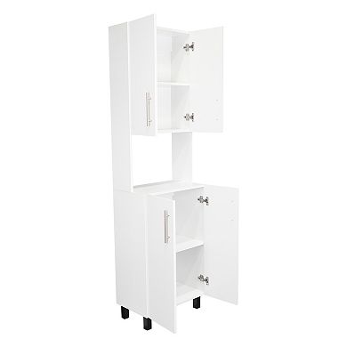 Linden 76,8" Tall Two Double Door Cabinet Kitchen Pantry With Hutch And Five Shelves.