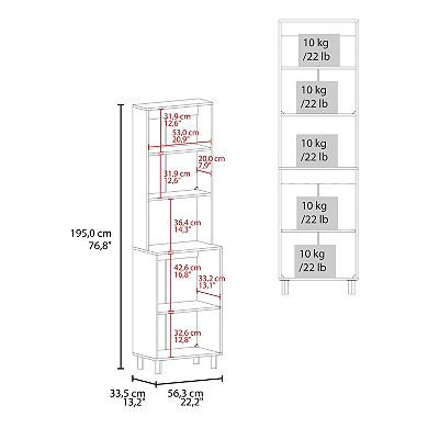 Linden 76,8" Tall Two Double Door Cabinet Kitchen Pantry With Hutch And Five Shelves.