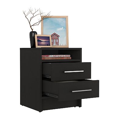 Greter 24" Two-Drawer Night Stand With Open Shelf