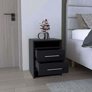 Greter 24" Two-Drawer Night Stand With Open Shelf