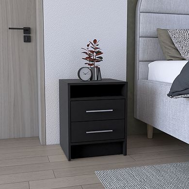 Greter 24" Two-Drawer Night Stand With Open Shelf
