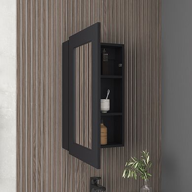Juno 25.7" H X 15.7" W Narrow Mirror Medicine Cabinet, One Door With Three Shelves