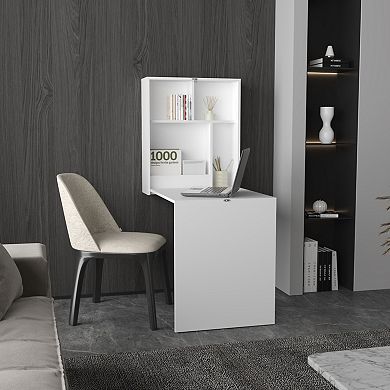 Kaplar 33" Wide X 23" Deep Folding Table With Four Shelves, Floating Table, Retractable Table.