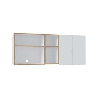 Corinto 59" Wide Two - Door Wall Cabinet With Four Shelves, Drying Rack Dish For Kitchen.