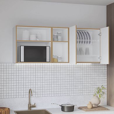 Corinto 59" Wide Two - Door Wall Cabinet With Four Shelves, Drying Rack Dish For Kitchen.