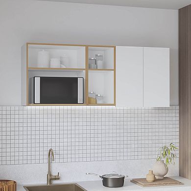 Corinto 59" Wide Two - Door Wall Cabinet With Four Shelves, Drying Rack Dish For Kitchen.