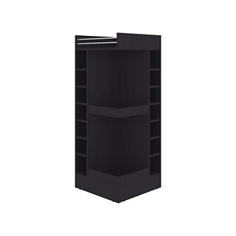 Lyman 46" Tall 3 tier Corner Bar Cabinet With Fourteen Wine Bottle Cubbies, Living Room.